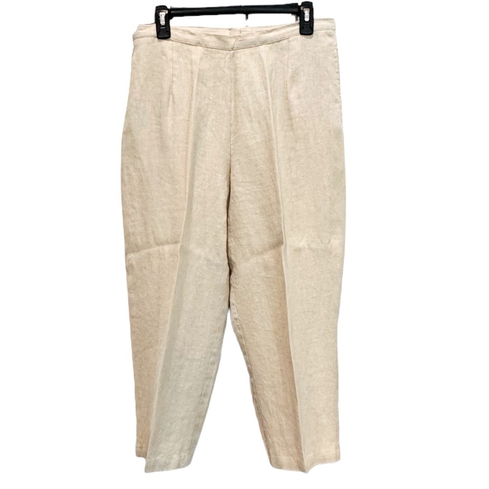 Linea by Louis Dell’Olio Size L 100% Linen Back Zip Stretch Waist Side Pockets